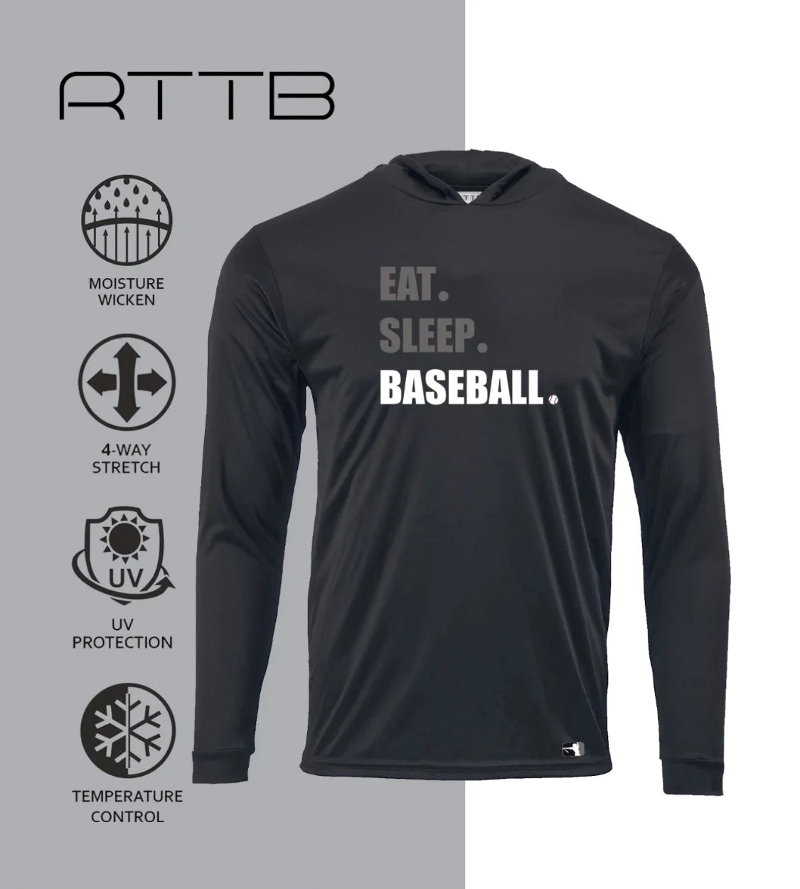 Mens Eat Sleep Baseball PERFORMANCE HOODIE